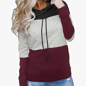 Women’s Pullover Long Sleeve Hoodie, Colorblock